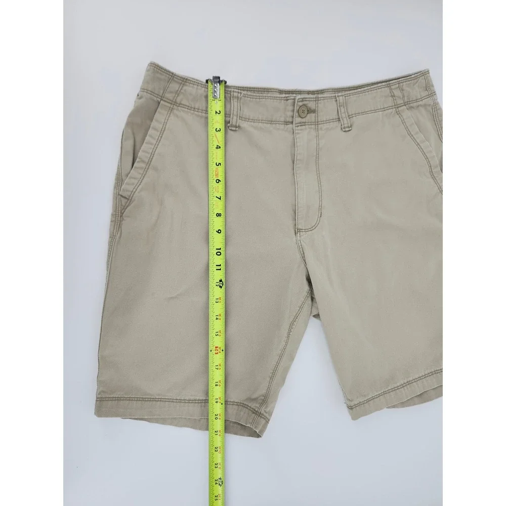 Old Navy Mens Chino Uniform Shorts Khaki Tan Size 36 Flat Front Cotton Twill